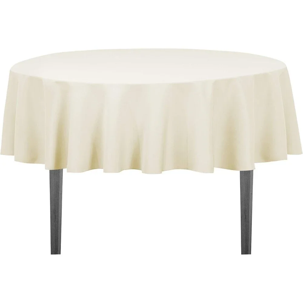 Craft and Party Tablecloth, Round, 70 Inch, Polyester  - Ivory